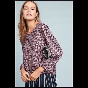 Anthropologie Sunday in Brooklyn Blouse Purple Twist Knot Front Top Small